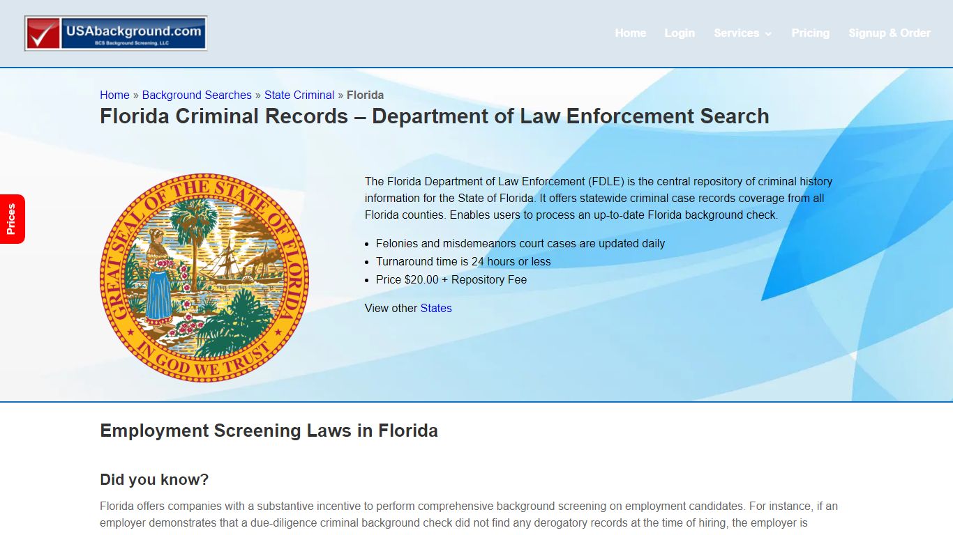 Florida Criminal Records - FDLE Department of Law Enforcement Search